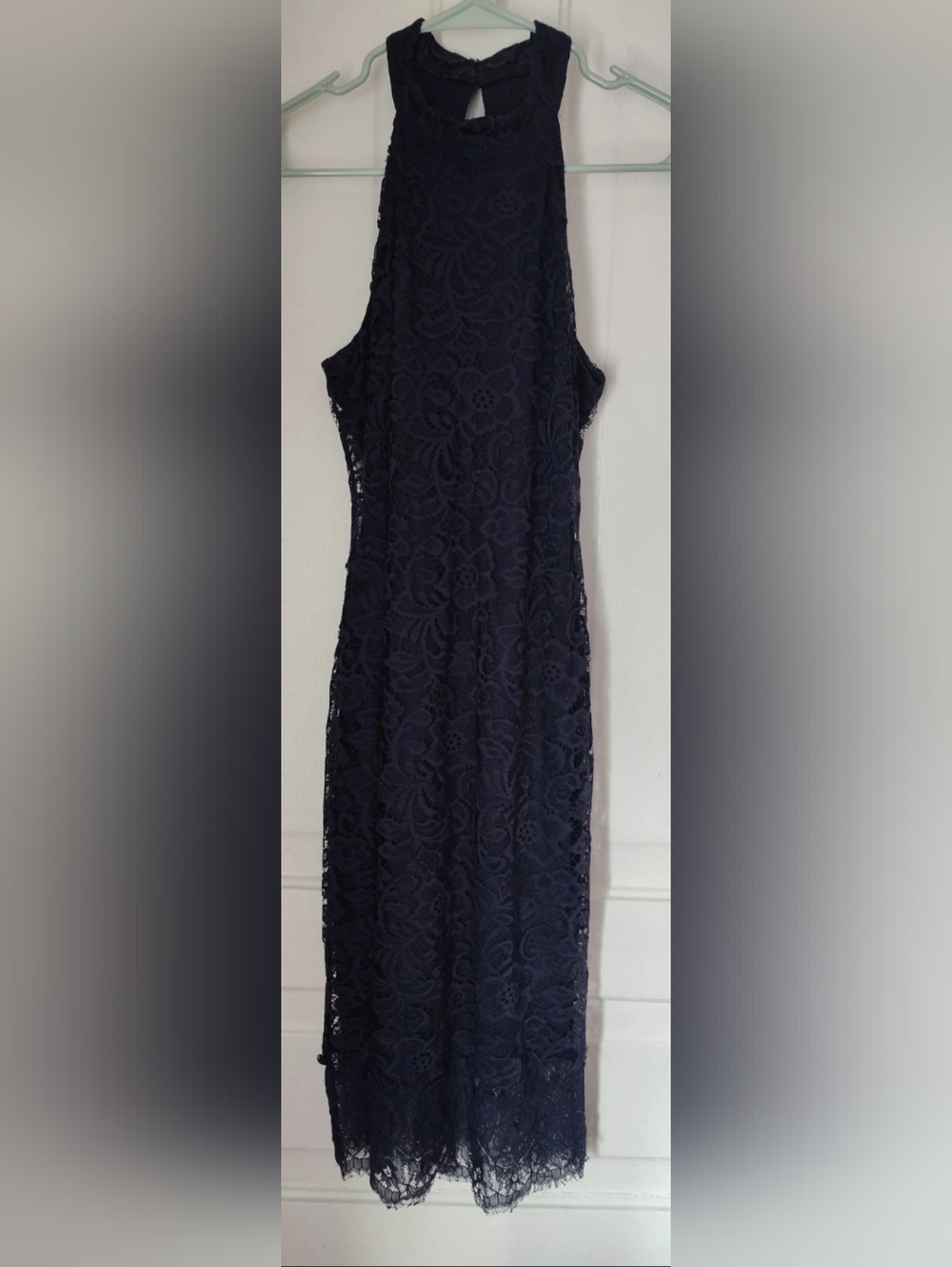 Crescent Blue Nylon Lacey Special Occasion Formal Evening wear Dress Size Small